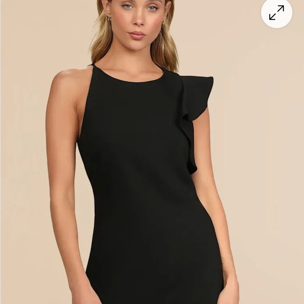 NWT Black One-Shoulder Ruffle Dress lulus